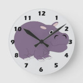 Flusspferd-Design Runde Wanduhr (Vorderseite)