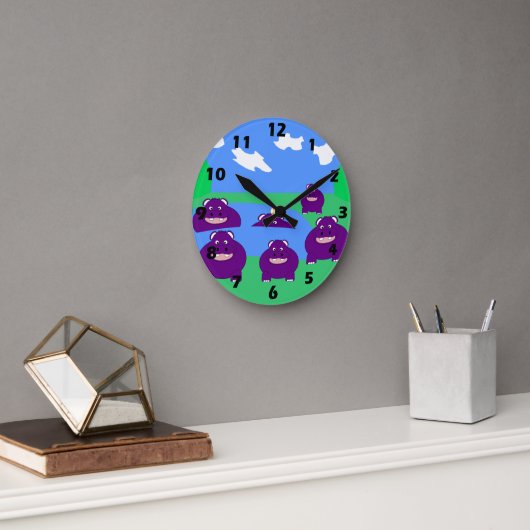 Flusspferd-Design Runde Wanduhr (Büro)