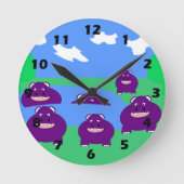 Flusspferd-Design Runde Wanduhr (Vorderseite)