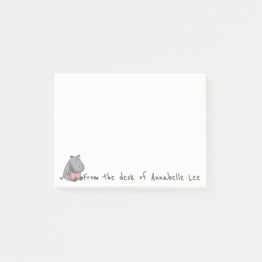 Flusspferd-Helfer Post-it Klebezettel (Vorderseite)