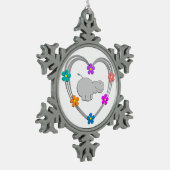 Flusspferd-Herz Schneeflocken Zinn-Ornament (Links)