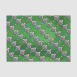 Flusspferd im Weihnachtsmannmütze-Muster auf Grün Seidenpapier