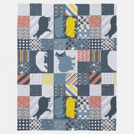 Flusspferd-Imitat-Steppdecke Fleecedecke (Vorderseite)