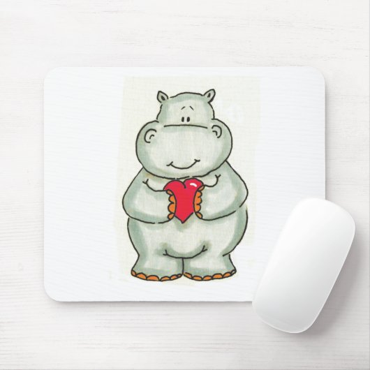 Flusspferd mit Herzen Mousepad (Mit Mouse)