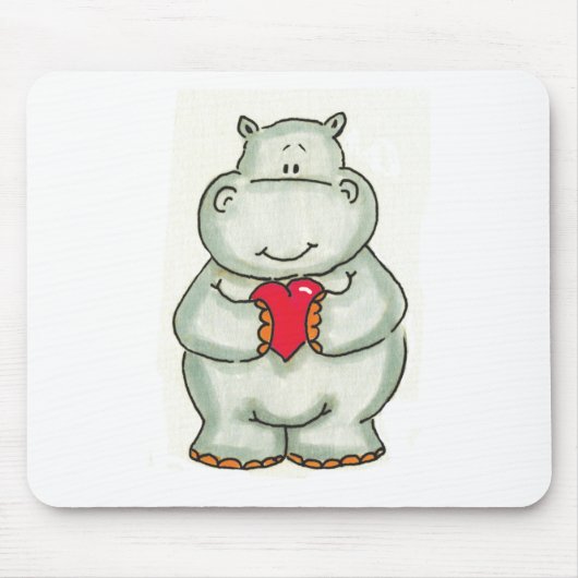 Flusspferd mit Herzen Mousepad (Vorne)