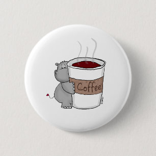 Flusspferd mit Kaffee Button