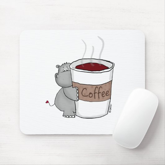 Flusspferd mit Kaffee Mousepad (Mit Mouse)