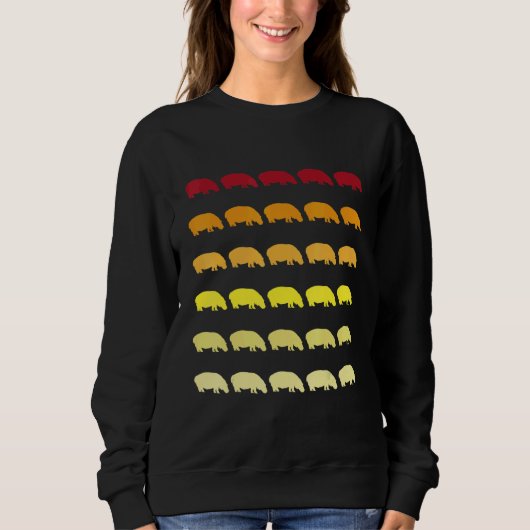 Flusspferd Retro-Tiermuster Sweatshirt (Vorderseite)