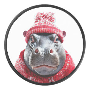Flusspferd Schal und Mütze Eishockey Puck