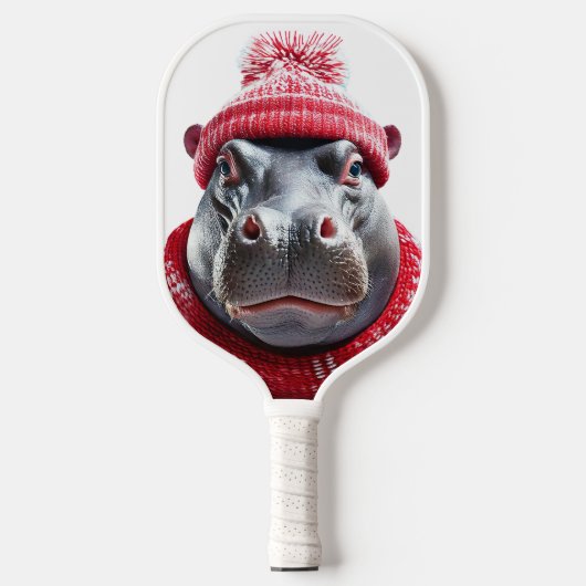 Flusspferd Schal und Mütze Pickleball Schläger (Vorderseite)