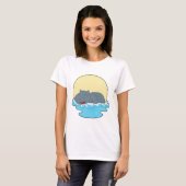 Flusspferd Schwimmen T-Shirt (Vorne ganz)