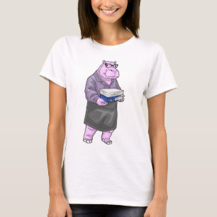 Flusspferd Sekretär Stapel Papier Büro T-Shirt