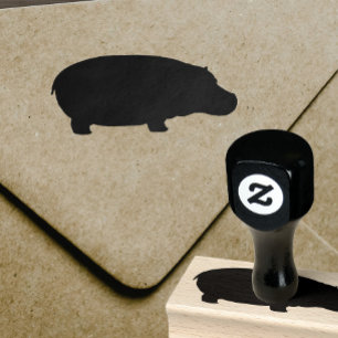 Flusspferd-Silhouette Gummistempel