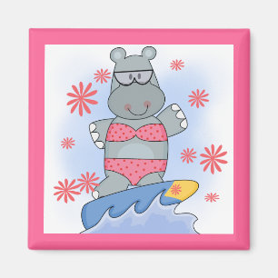 Flusspferd-surfende T-Shirts und Geschenke Magnet