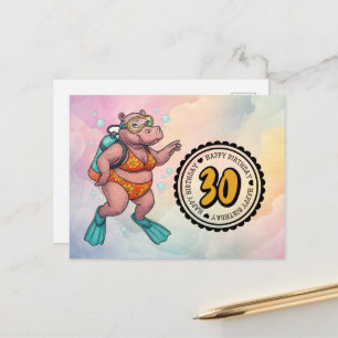 Flusspferd-Taucher 30. Geburtstag  Postkarte