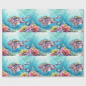 Flusspferd-Taucher unter Wasser Geschenkpapier (Flach)