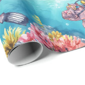 Flusspferd-Taucher unter Wasser Geschenkpapier (Rolleneckpunkt)