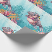 Flusspferd-Taucher unter Wasser Geschenkpapier (Ecke)