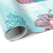 Flusspferd-Taucher unter Wasser Geschenkpapier (Rolleneckpunkt)