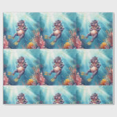 Flusspferd-Taucher unter Wasser Geschenkpapier (Flach)