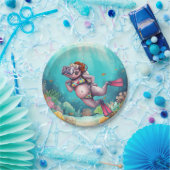 Flusspferd-Taucher unter Wasser Pappteller (Party)