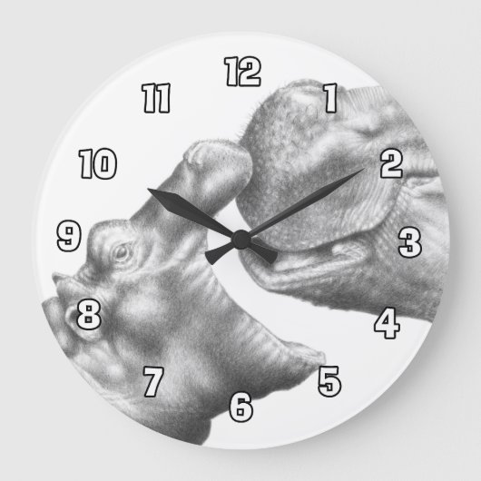 Flusspferd-u. Kalb-Wanduhr Große Wanduhr (Vorderseite)