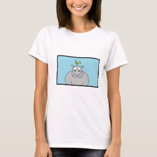 Flusspferd und Vogel T-Shirt