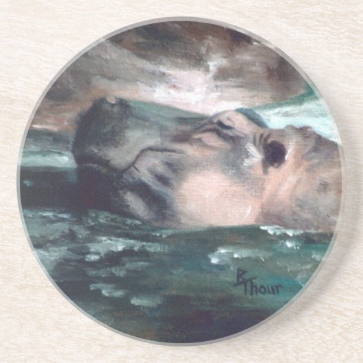 Flusspferd-Untersetzer Sandstein Untersetzer (Vorne)