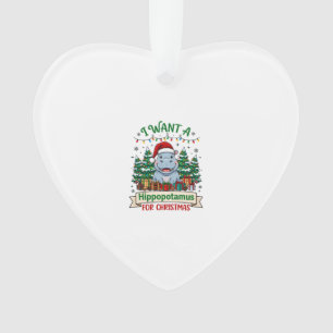 Flusspferd Weihnachten Flusspferd Santa Hut Bäume Ornament