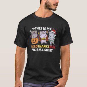 Flusspferd Weihnachten Halloween Kostüm Hallothank T-Shirt