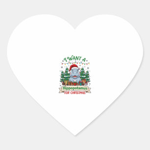 Flusspferd Weihnachten Nilpferd Santa Hut Bäume Ge Herz-Aufkleber