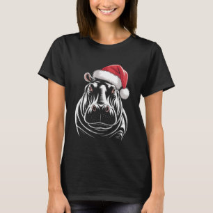 Flusspferd Weihnachten Santa Hut Pyjama Lustig Nil T-Shirt