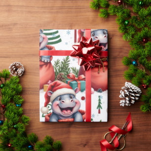 Flusspferd-Weihnachtsthema für Tierliebhaber Geschenkpapier