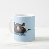 Flusspferd Weiße Lotusblume Blau Kaffeetasse (Vorderseite Links)