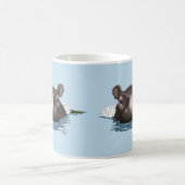 Flusspferd Weiße Lotusblume Blau Kaffeetasse (Mittel)