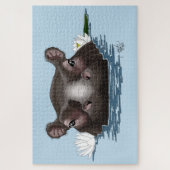 Flusspferd Weiße Lotusblume Blau Puzzle (Vertikal)