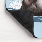 Flusspferd Weiße Lotusblüte Blau Mousepad (Ecke)