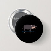 Flusspferd Wildtier Tier Skateboardfahren Skater Button (Vorne & Hinten)