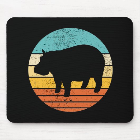 Flusspferde Retro Sonne Mousepad (Vorne)