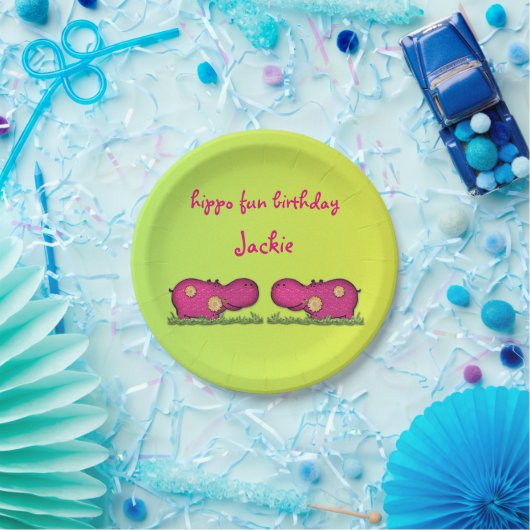 Flusspferdspaß Pappteller (Party)