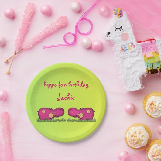 Flusspferdspaß Pappteller (Party)