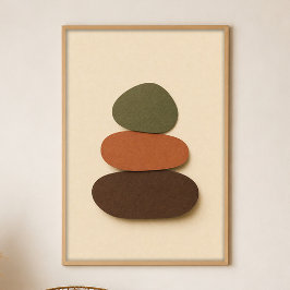 Flusssteine Gouache Boho Kunstposter Poster