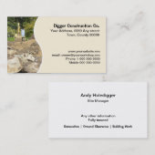 Flusssteine und gelber Bagger Visitenkarte (Vorne/Hinten)