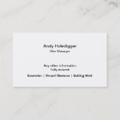 Flusssteine und gelber Bagger Visitenkarte (Rückseite)