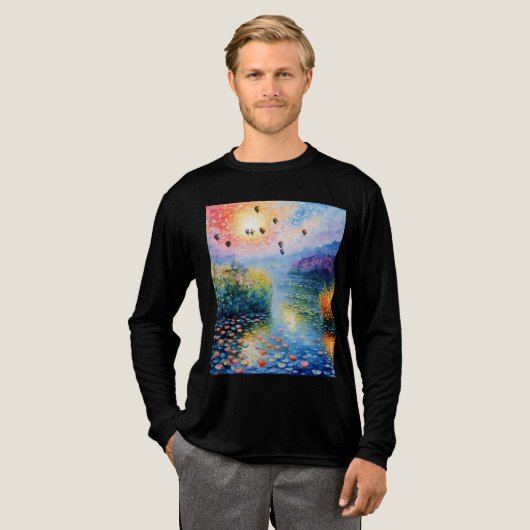Flussszene mit Heißluftballons Tri-Blend Shirt (Volle Vorderseite)