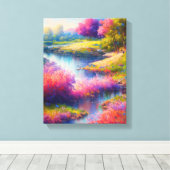 Flussufer mit lebhaften Blume Leinwanddruck (Insitu (Holzboden))