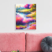 Flussufer mit lebhaften Blume Leinwanddruck (Insitu (Wohnzimmer))