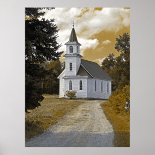 Flussufer-Presbyterianische Kirche 1800s Sepia Poster