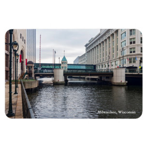 Flussufer und Architektur im Zentrum von Milwaukee Magnet