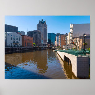 Flussufer von Kilbourn Straße in Milwaukee Poster